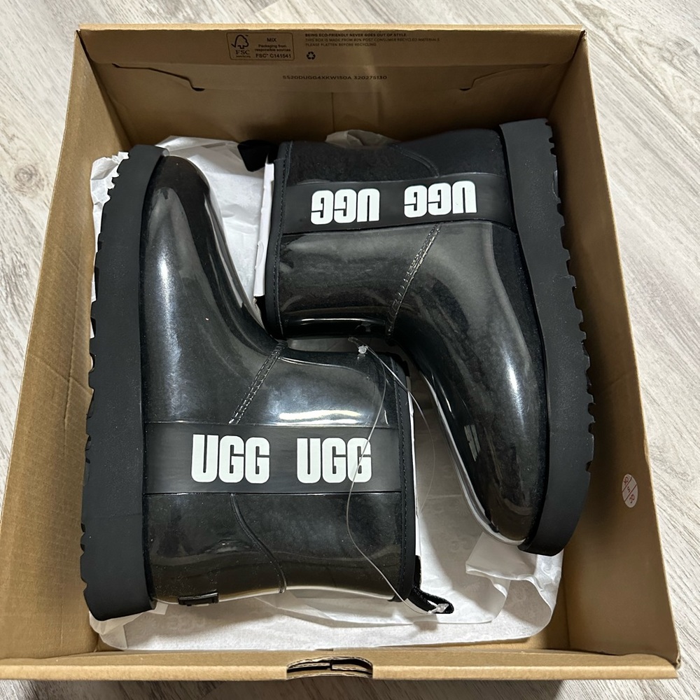 UGG Black Ankle Booties with Signature Sheepskin